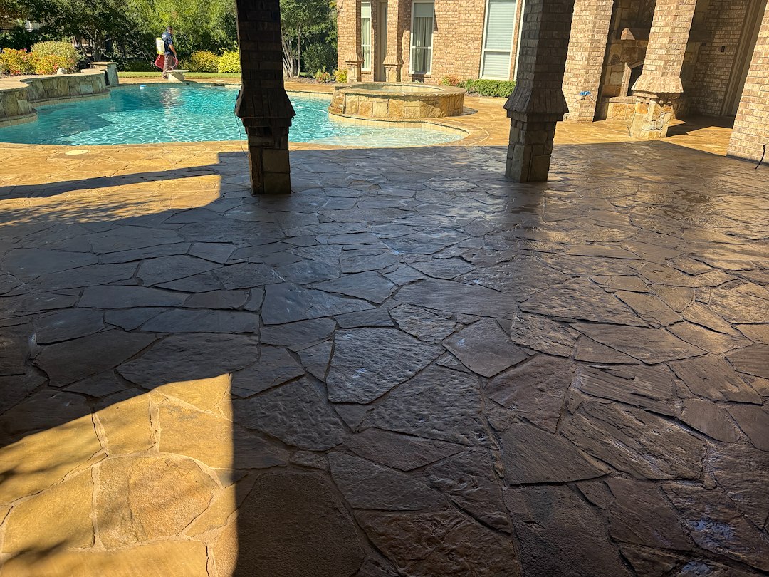 Flagstone Pool Patio Cleaning & Sealing in Southlake, Texas